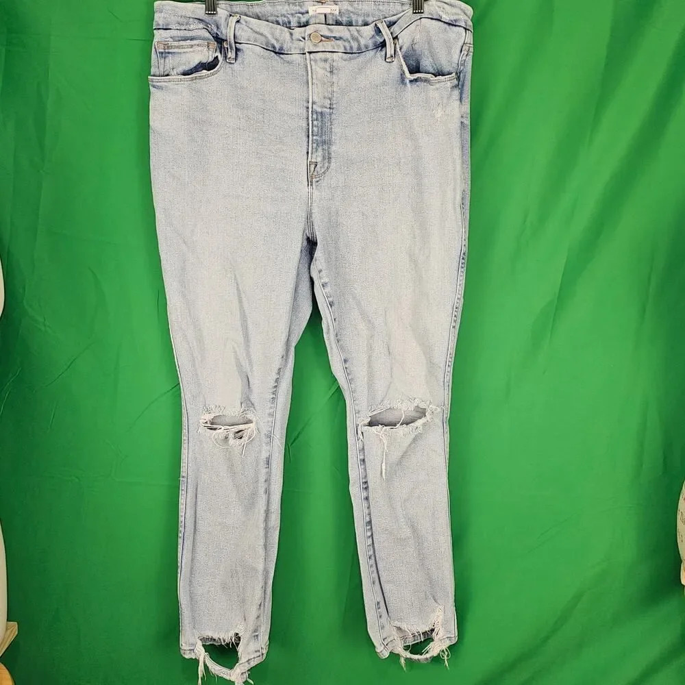 Good American Womens Indigo Good Curve Straight Jeans 16